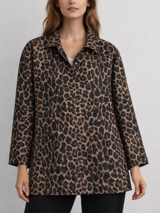 Jackets & Blazers - Vitamin Leopard Print Relaxed Coat